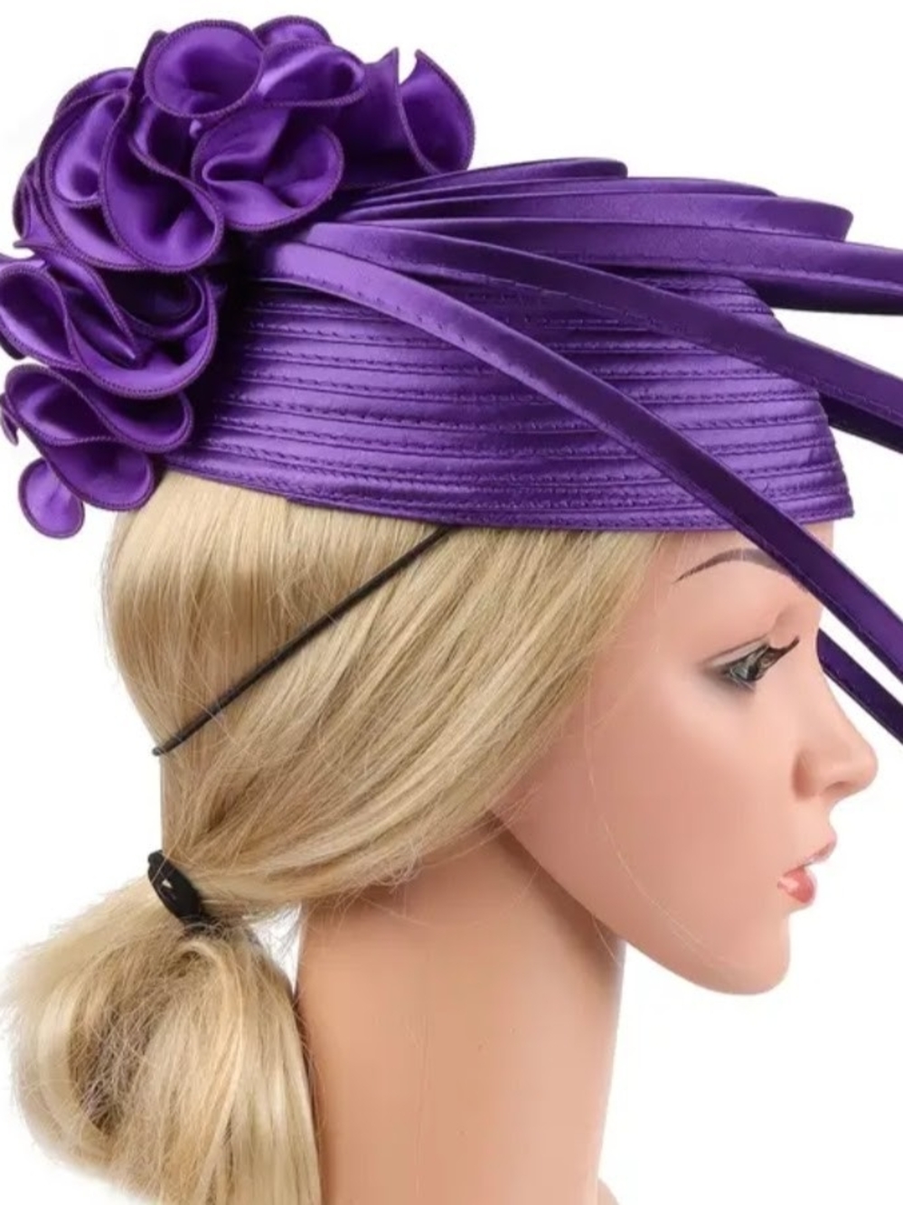Purple Satin Floral Fascinator Hat for Women